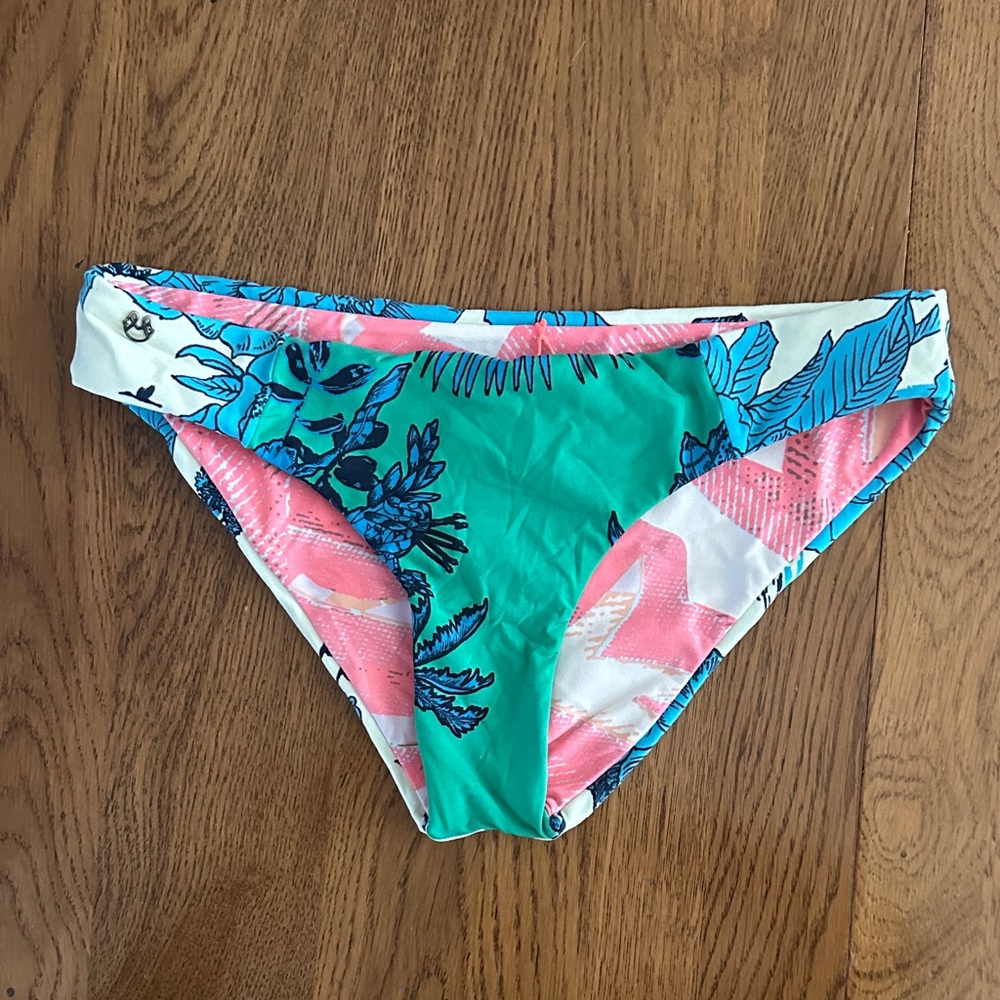 Maaji Tropical Teal and Coral Bikini Bottom
